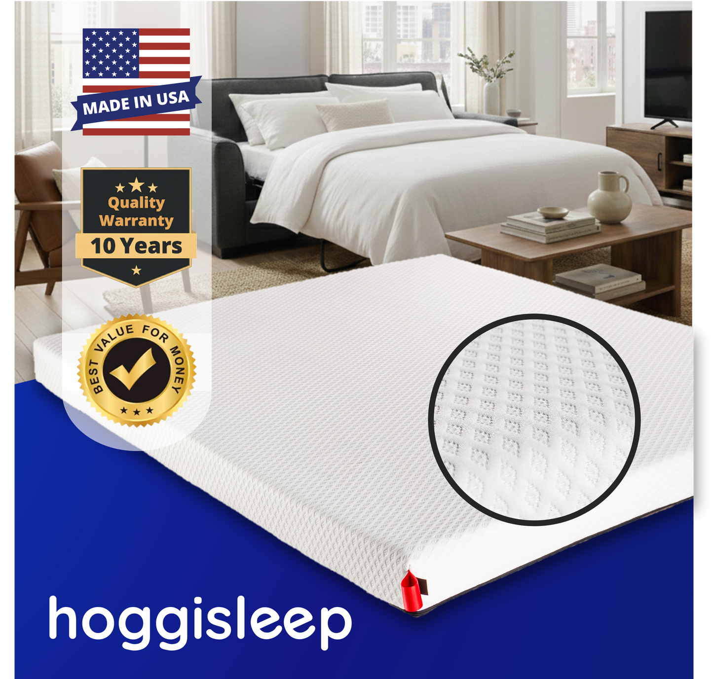 The Gladys — 4.5" AquaSoft Memory Foam Sleeper Sofa Mattress