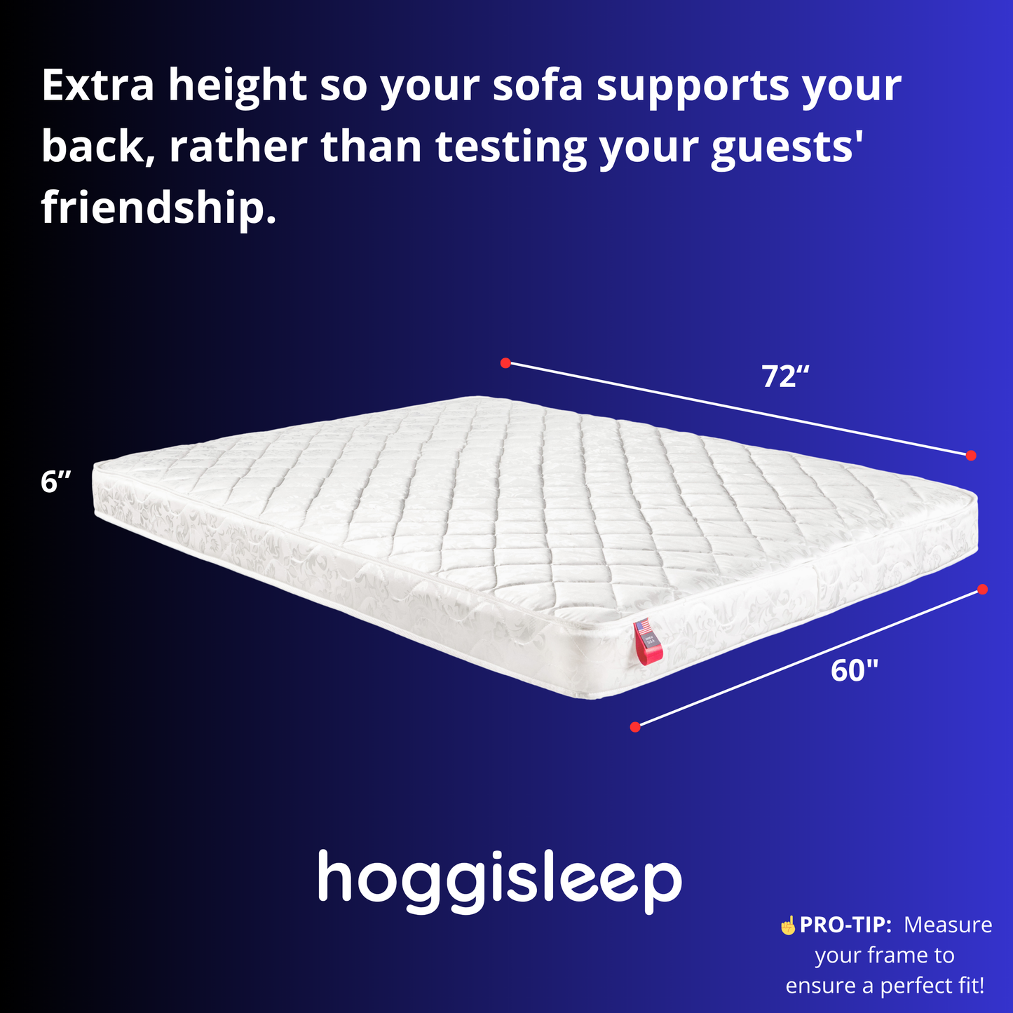 The Magnolia — 6" Innerspring + Premium Hi-Loft Fiber Sleeper Sofa Mattress