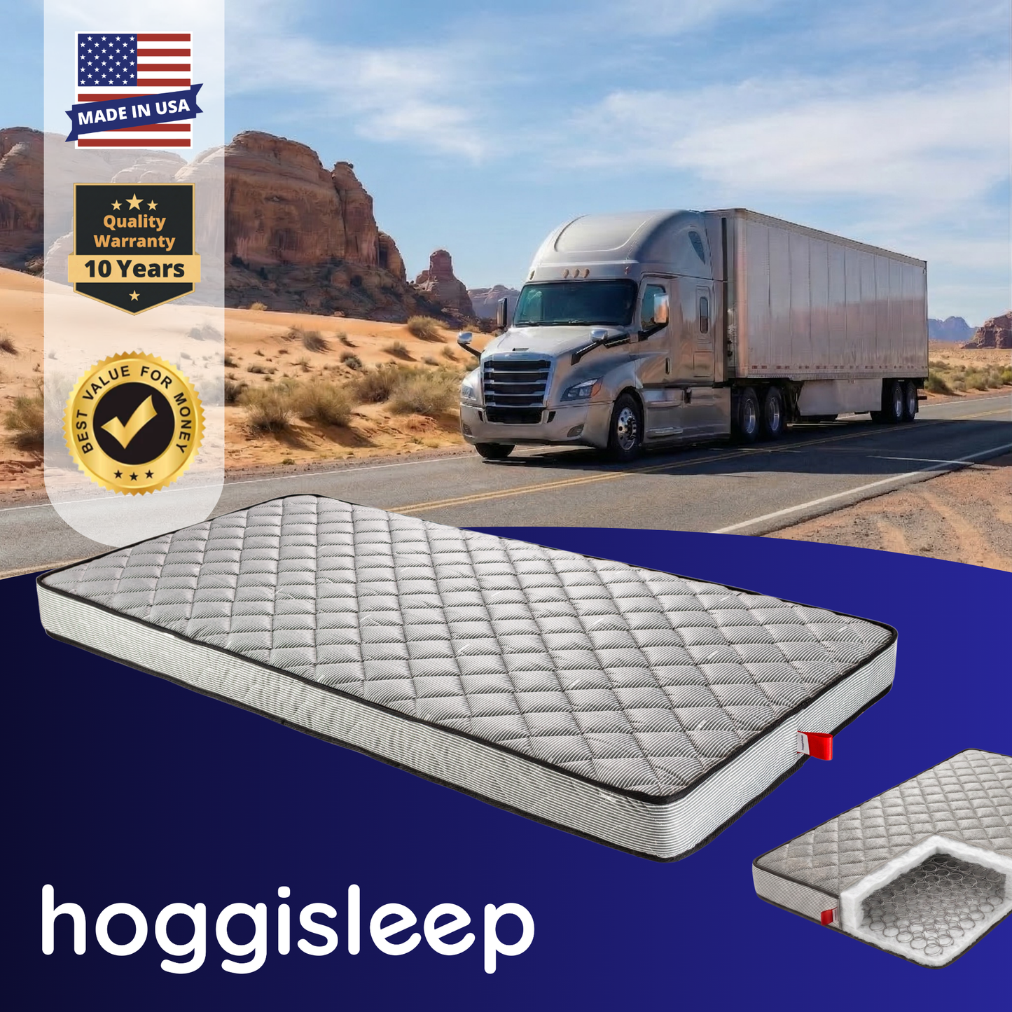 The Navigator — 6.5" Steel Innerspring Semi Truck Mattress